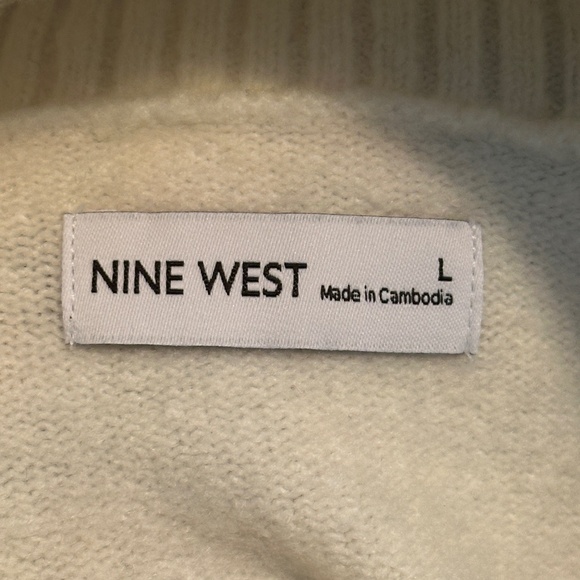 NEW Black White Striped Sweater Dress Nine West Sz Large - Picture 5 of 6